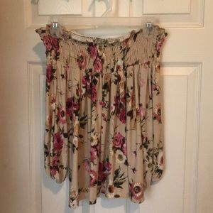 Strapless floral three quarter length sleeved